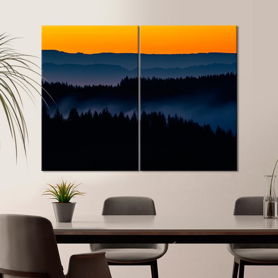 Картина природа Захід сонця над лісом 165x122 см (A1089-2)