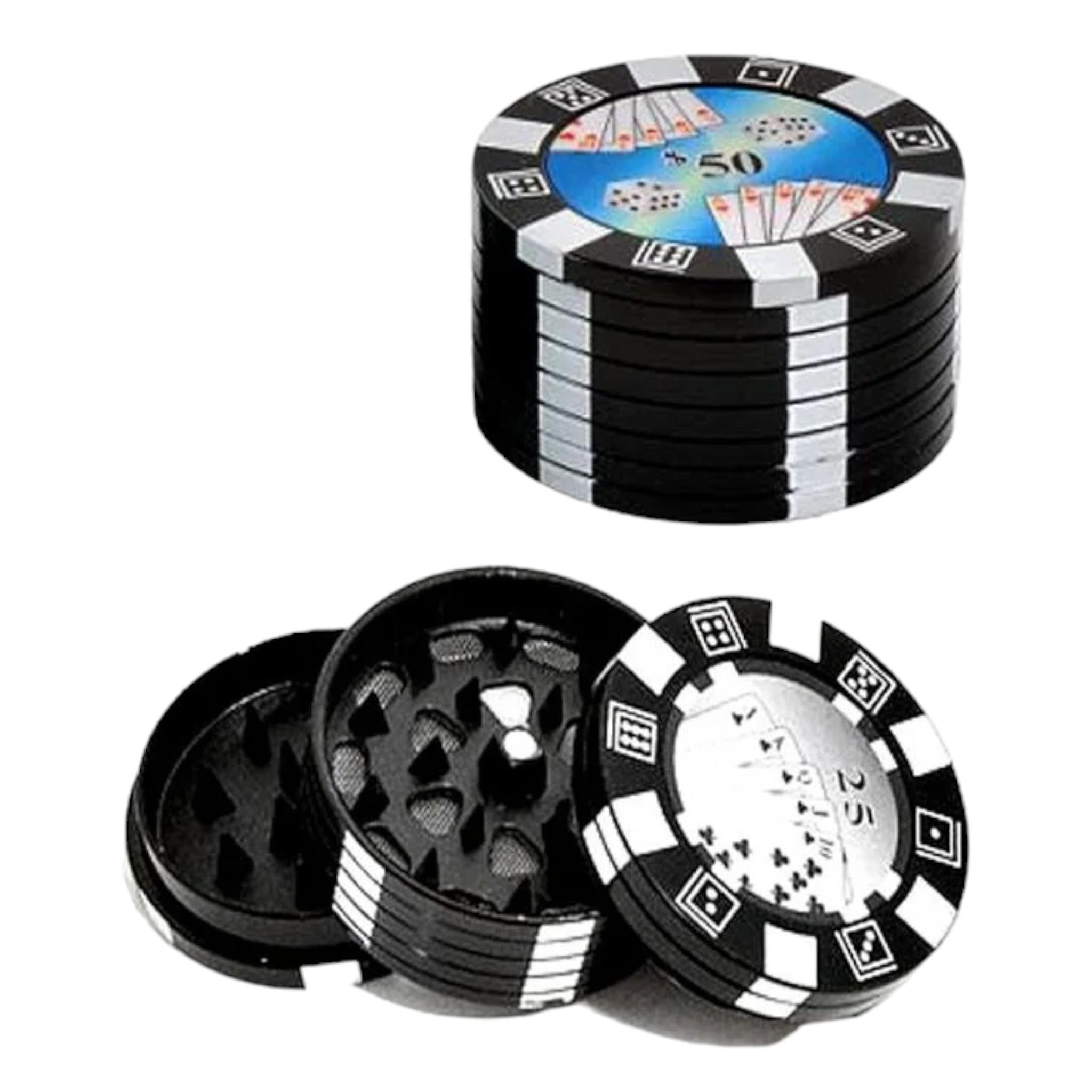 Гриндер Grinder Poker Chips для подрібнення тютюну та спецій Black/Blue - фото 2