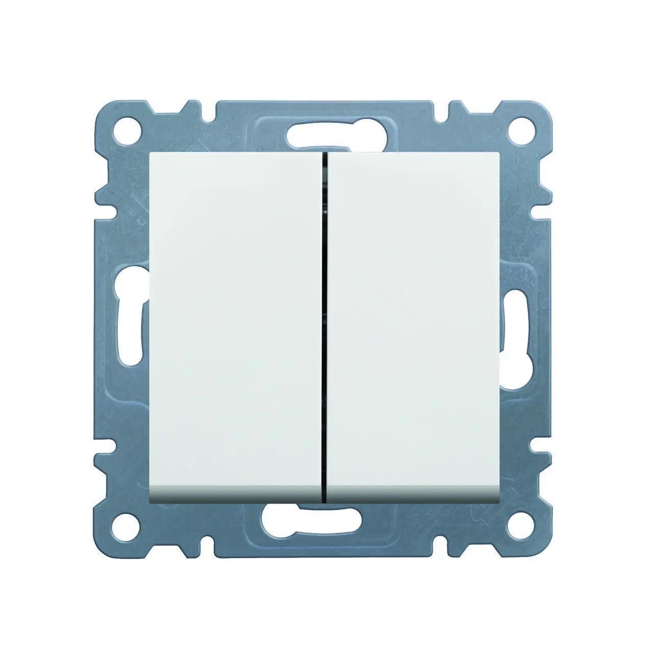 Выключатель двухклавишный Hager Lumina 10АХ/230V Белый (28684589)