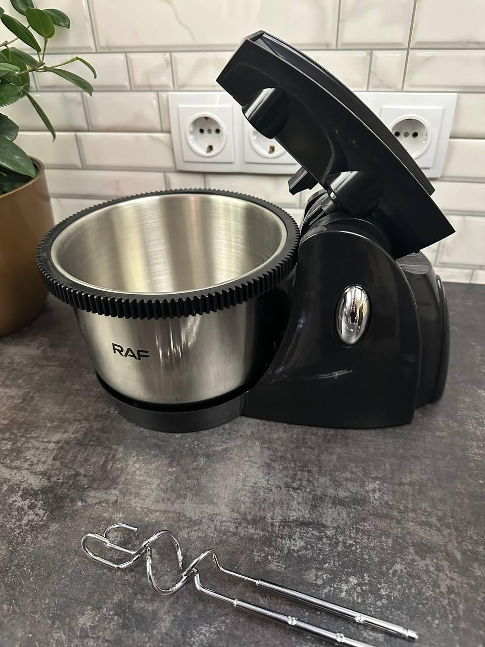Міксер на підставці ручний RAF з обертаючою металевою чашею 3 л 5 швидкостей +турбо 1000 Вт Чорний (R-6662) - фото 7 Міксер на підставці ручний RAF з обертаючою металевою чашею 3 л 5 швидкостей +турбо 1000 Вт Чорний (R-6662) - фото 7