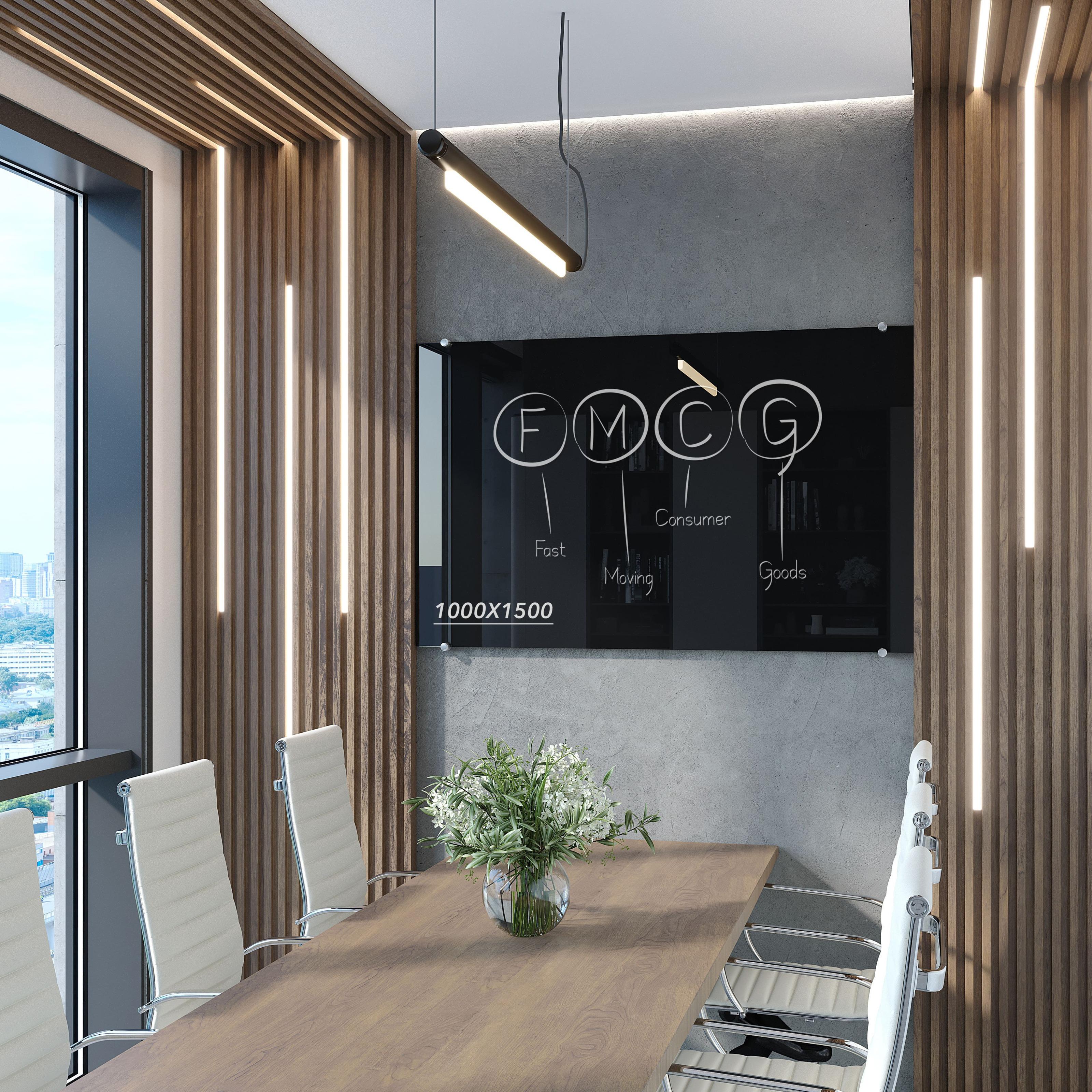 Дошка магнітно-маркерна скляна 1500х1000 мм Чорний