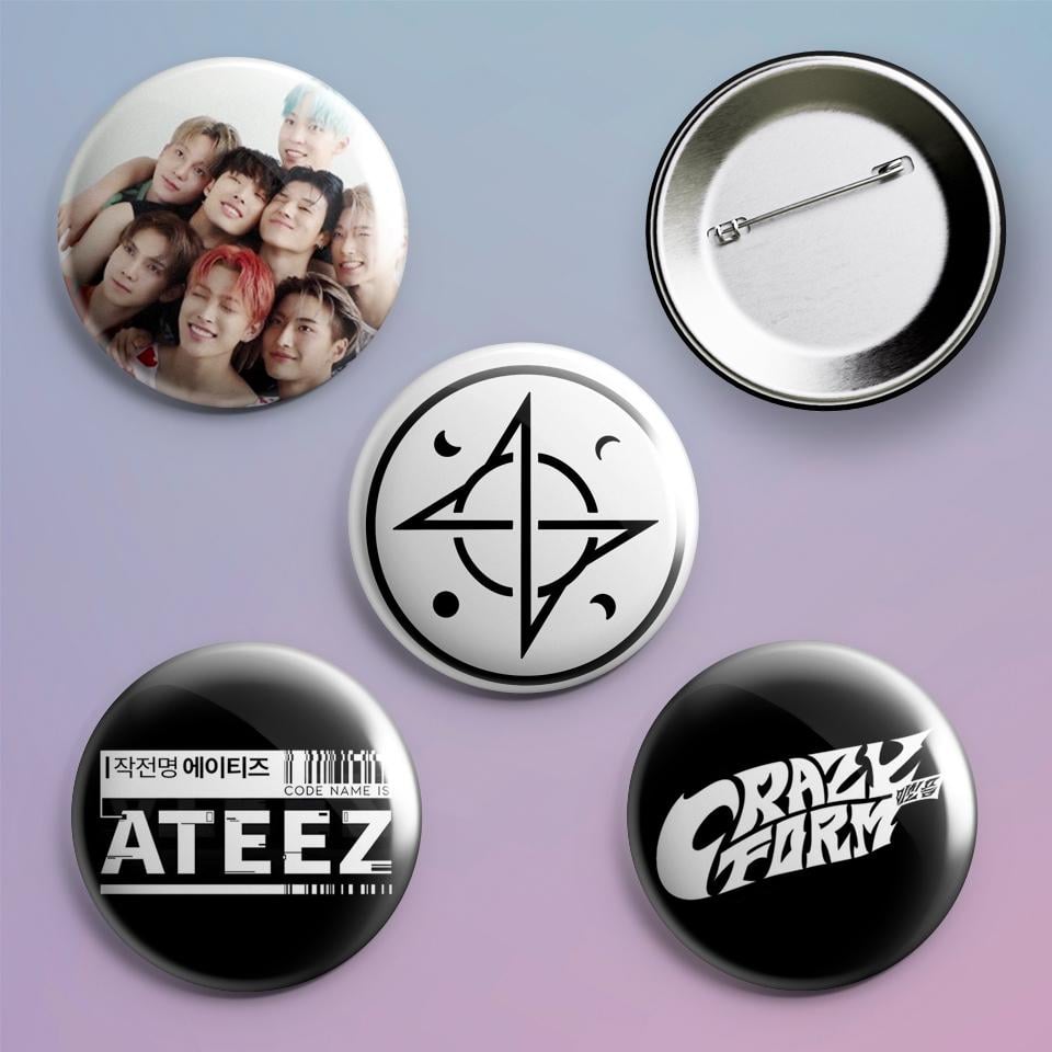Значки на рюкзак с принтом K-pop Ateez 4 шт.