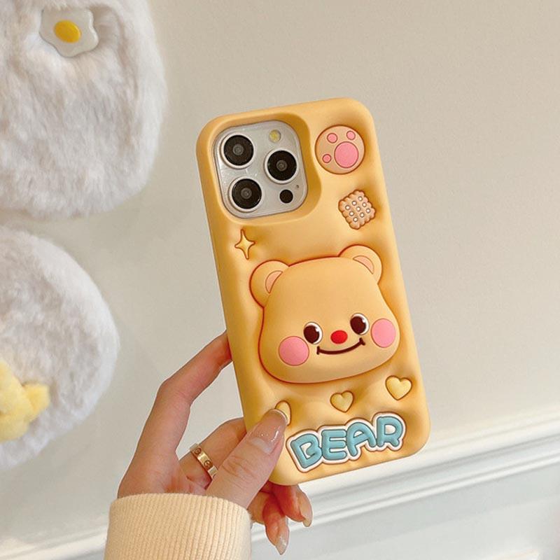 Протиударний Силіконовий Чохол Funny 3D для Apple iPhone 14 Pro (6.1") Little bear - фото 5