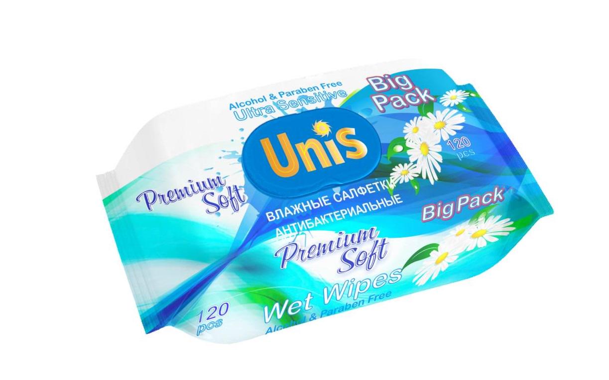Влажные салфетки UNIS с экстрактом ромашки 120 шт. (4820180331741)