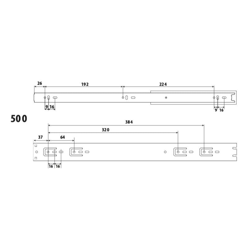 Напрямна Linken system повного висування кулькова комплект в ящик 450x45 мм (20865418) - фото 2