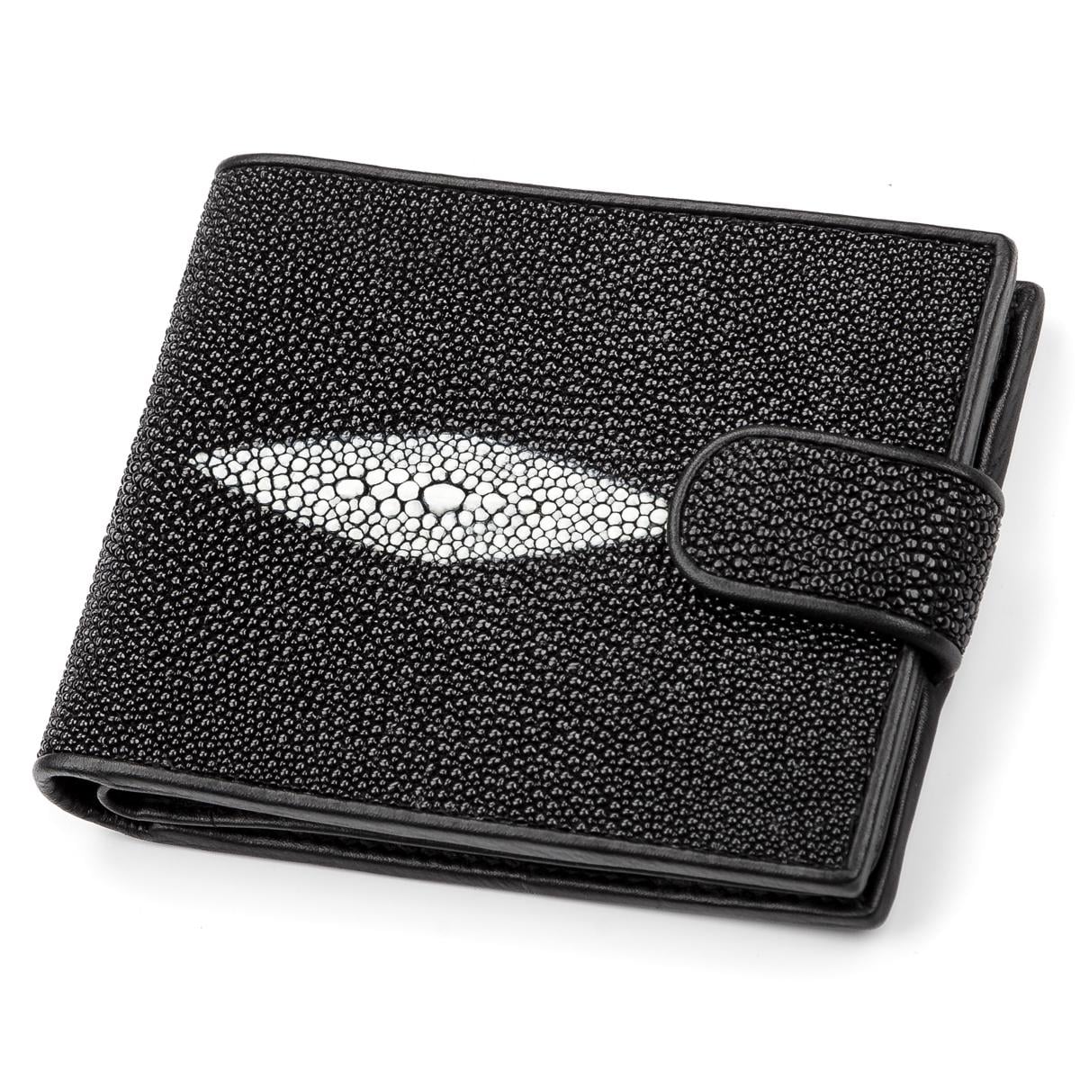 Портмоне мужское Stingray Leather 18073 из натуральной кожи морского ската Черный