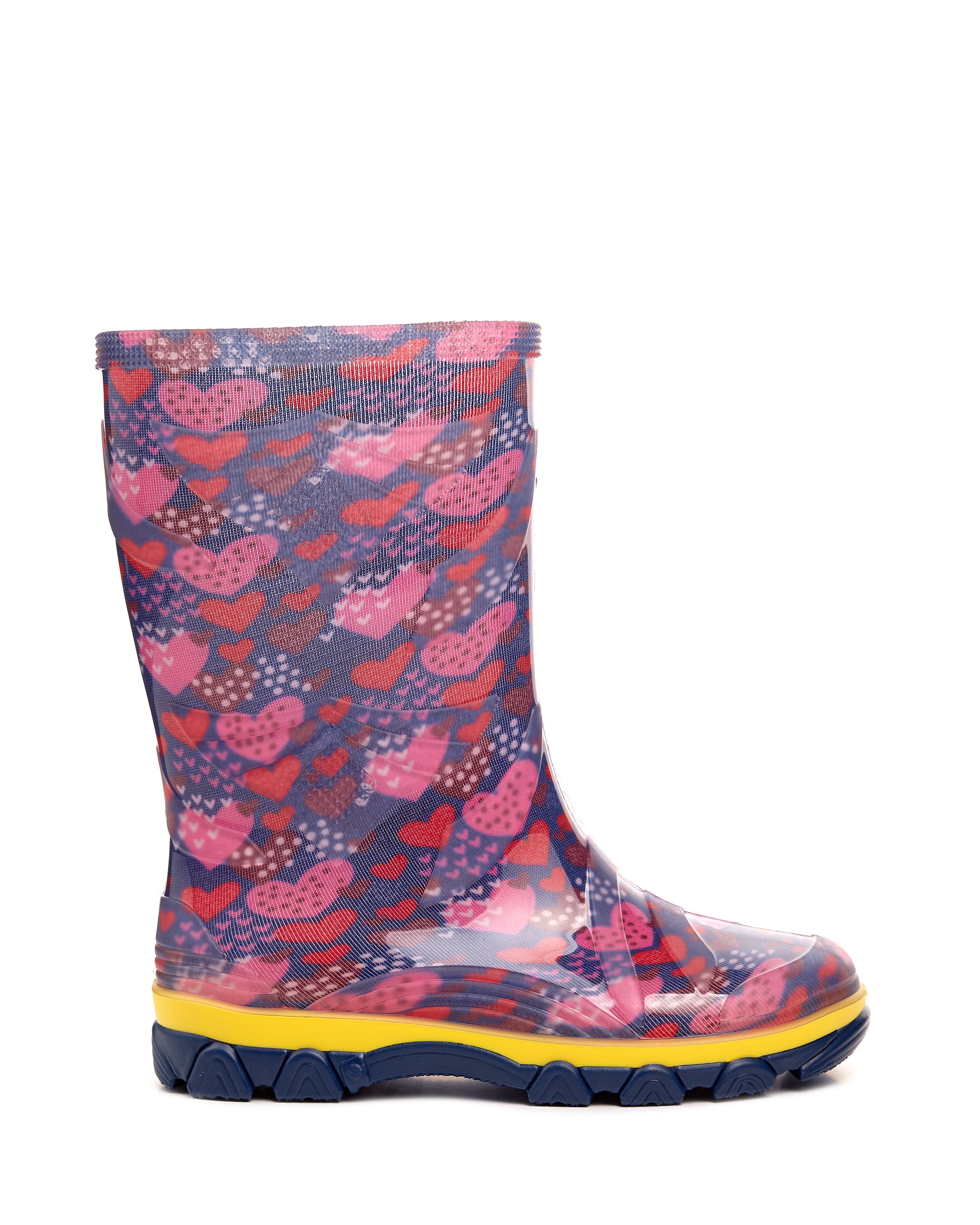 Дитячі гумові чоботи для дівчинки Litma р. 35 Сердечка рожеві на синьому фоні - фото 2 Дитячі гумові чоботи для дівчинки Litma р. 35 Сердечка рожеві на синьому фоні - фото 2