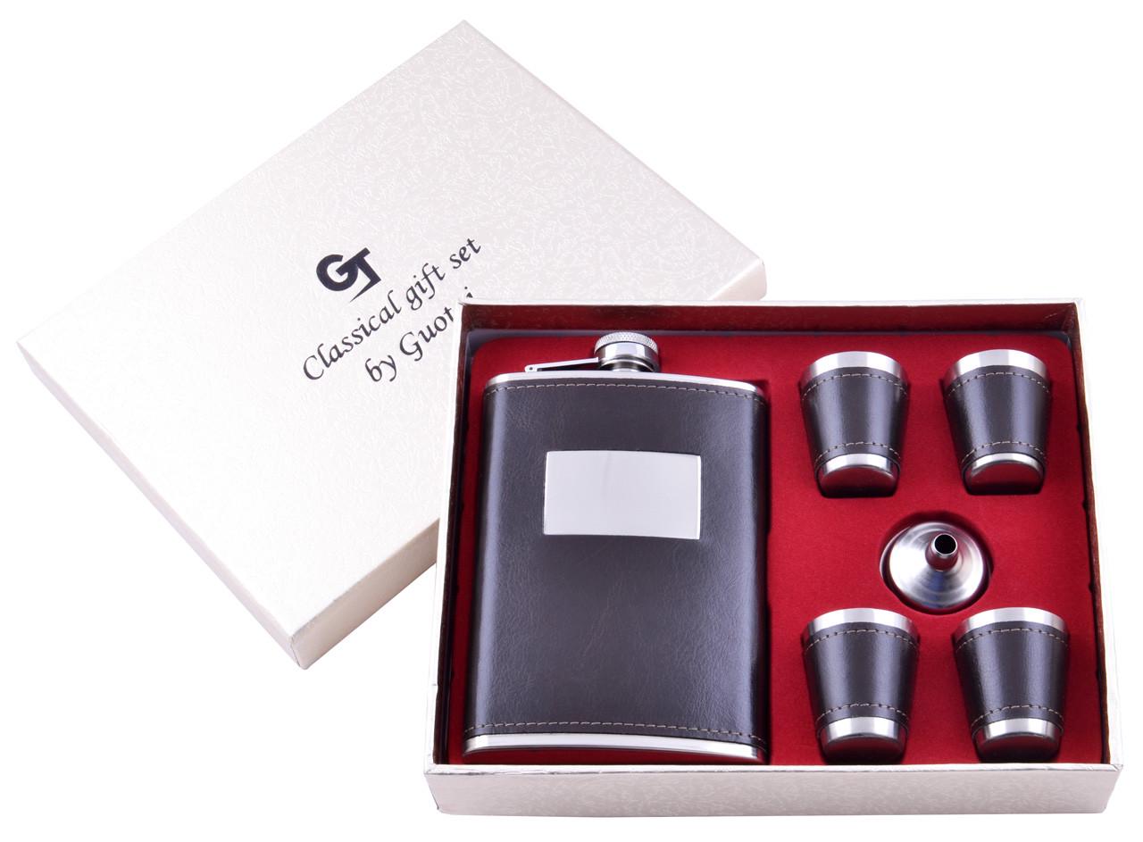 Набор фляга и 4 стопки Dark Black Up 265 мл Черный