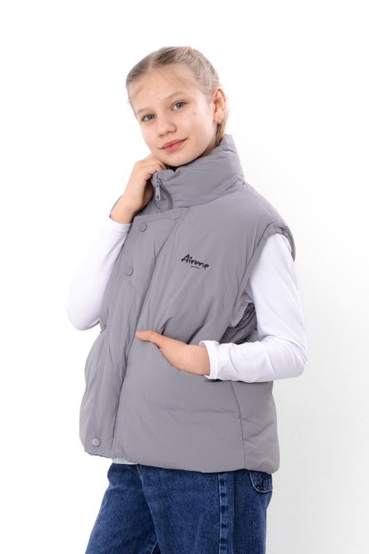 Жилетка дута для дівчинки з високим коміром Носи Своє 110 см Сірий (17352) Жилетка дута для дівчинки з високим коміром Носи Своє 110 см Сірий (17352)
