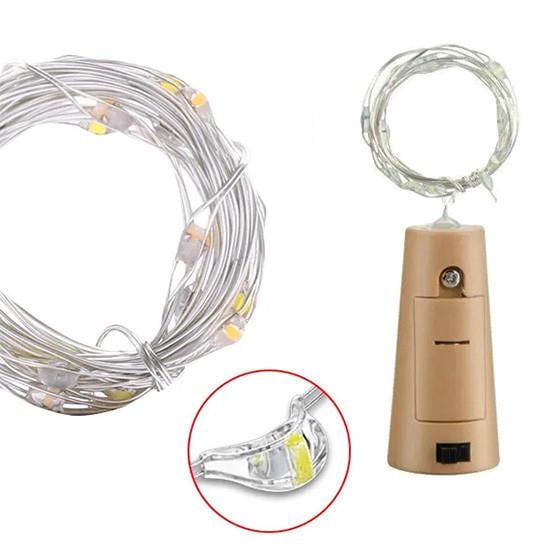 Гирлянда нить на батарейках Роса с пробкой 10LED тепло-белый свет - фото 7