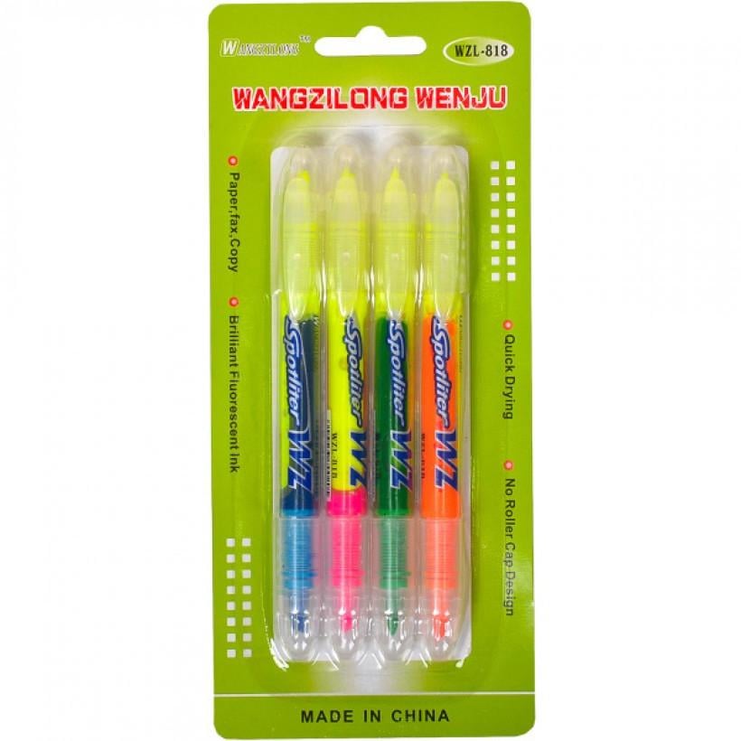 Набор маркеров Bambi текстовый двухсторонний флуоресцентный Разноцветный (WM-231-M-4)