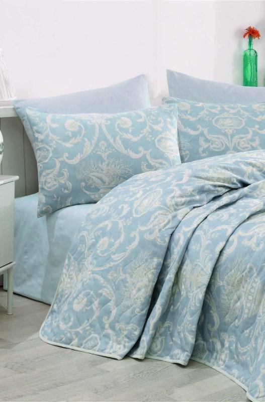 Покрывало стеганное с наволочкой Eponj Home Tuval 160x220 см Голубой (svt-2000022221412)