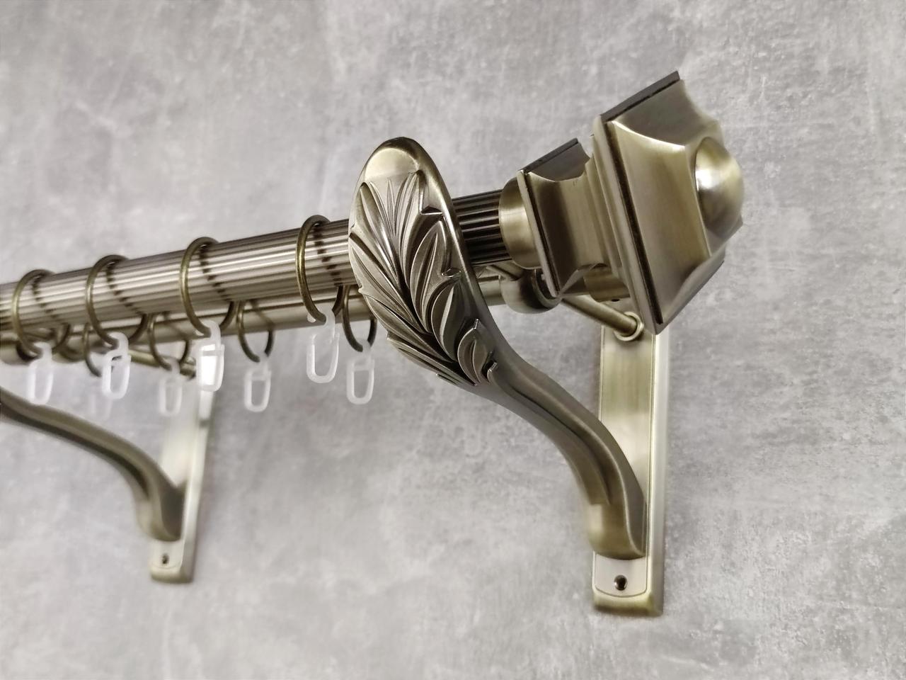 Карниз MStyle металлический для штор двухрядный Борджеза 25/19 мм рифленый 300 см Антик (5011013)