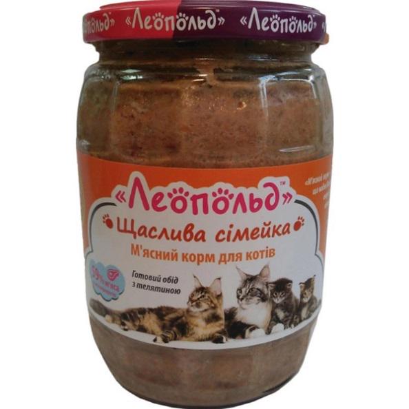 Корм для котов Леопольд Готовый обед с телятиной стеклянная банка 670 г 6 шт. (000021316)