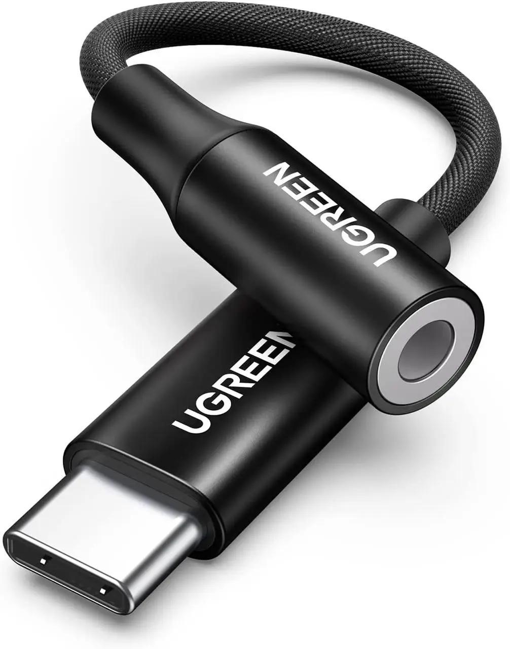 Переходник USB Type-C для 3,5 мм UGREEN AV161 с DAC chip аудиоадаптер для наушников Black (50631)