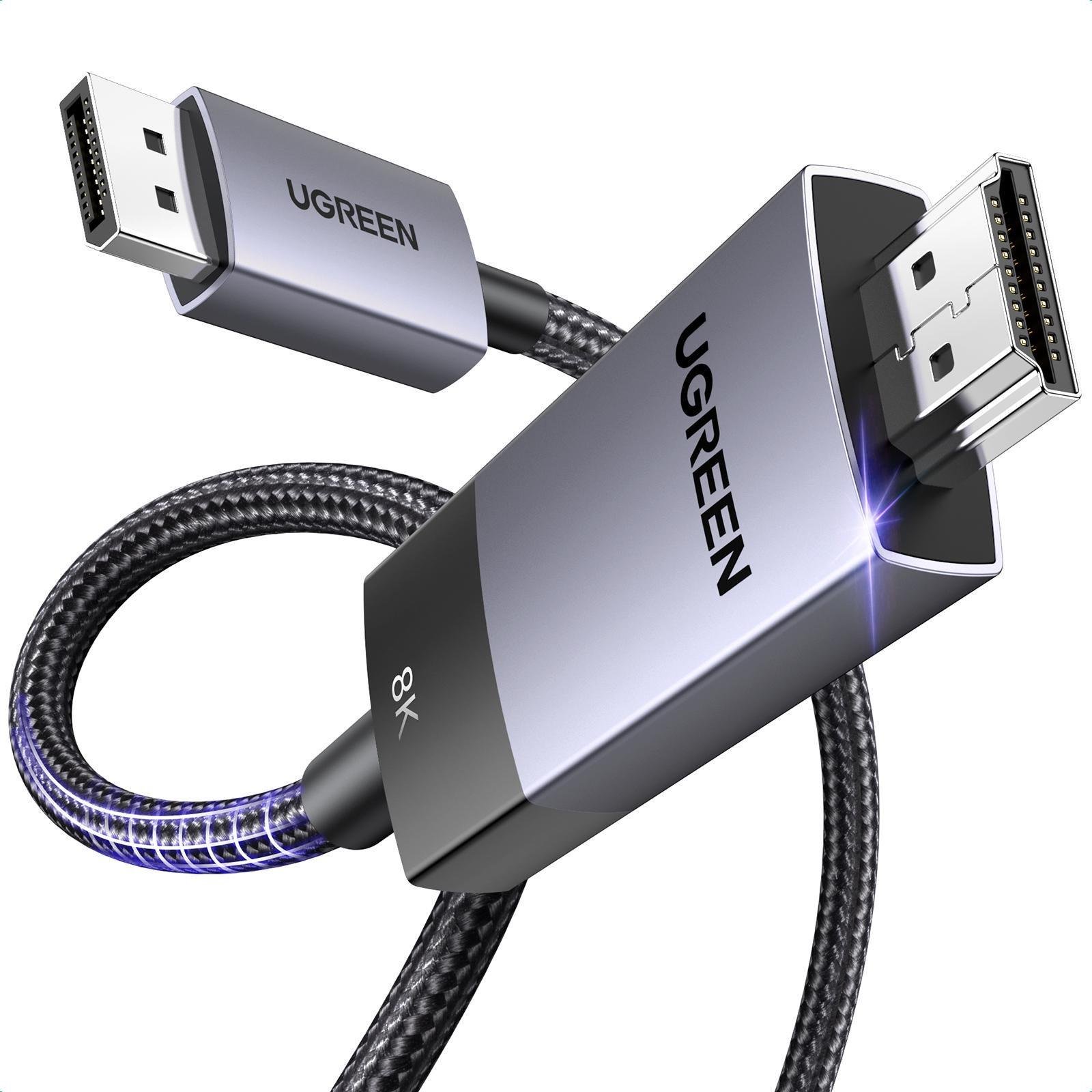 Кабель UGREEN DisplayPort-HDMI 8K 60Hz 4K 240Hz 32.4 Гбит/с DP 1.4 до HDMI 2.1 Dolby, HDCP2.3 2 м Черный (80397)