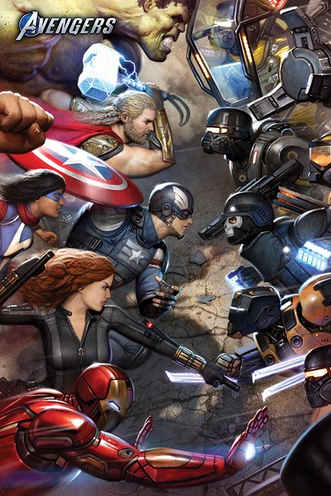 Постер плакат Мстители/Avengers Gamerverse Face Off 61x91,5 см