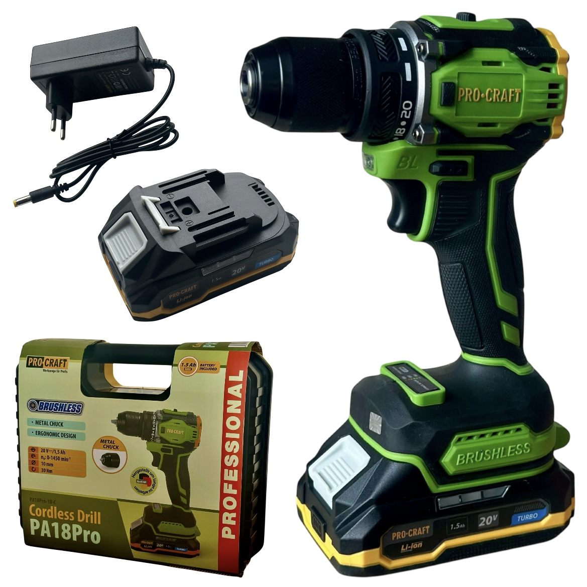 Шуруповерт безщітковий акумуляторний ProCraft PA18PRO 1 АКБ 20V/1.5A