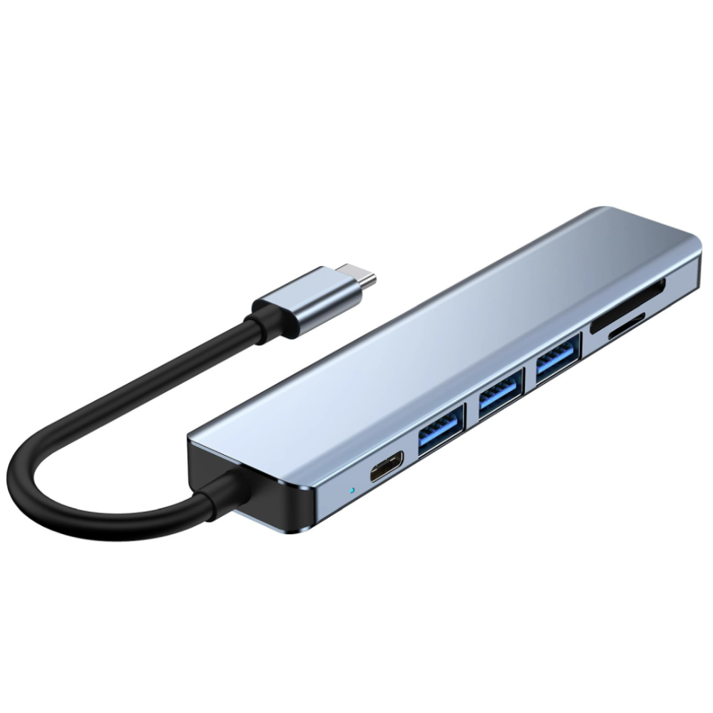 USB-хаб 7в1 TYPE-C/HDMI/SD/TF/3хUSB/PD (7171)
