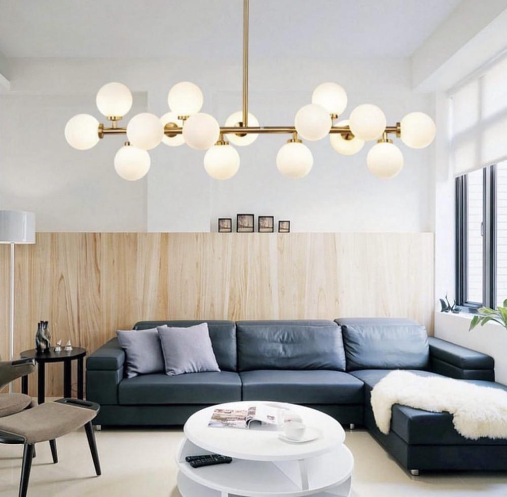 Люстра линейная с миниатюрными белоснежными плафонами (DE 14 L/940 GD) - фото 9