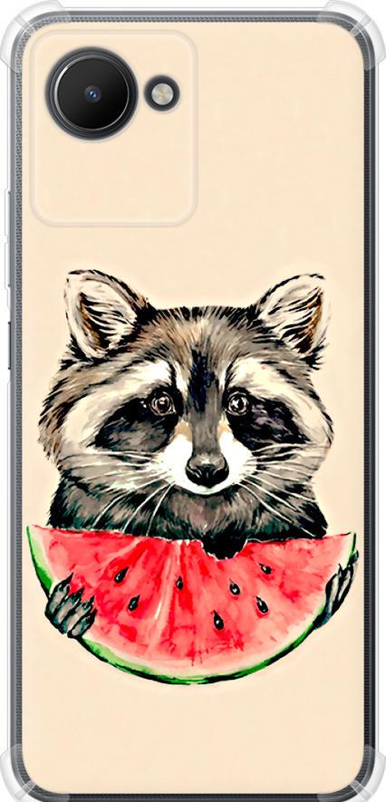 Чехол на Realme C30 Енотик с арбузом (4605sp-2700-42517)
