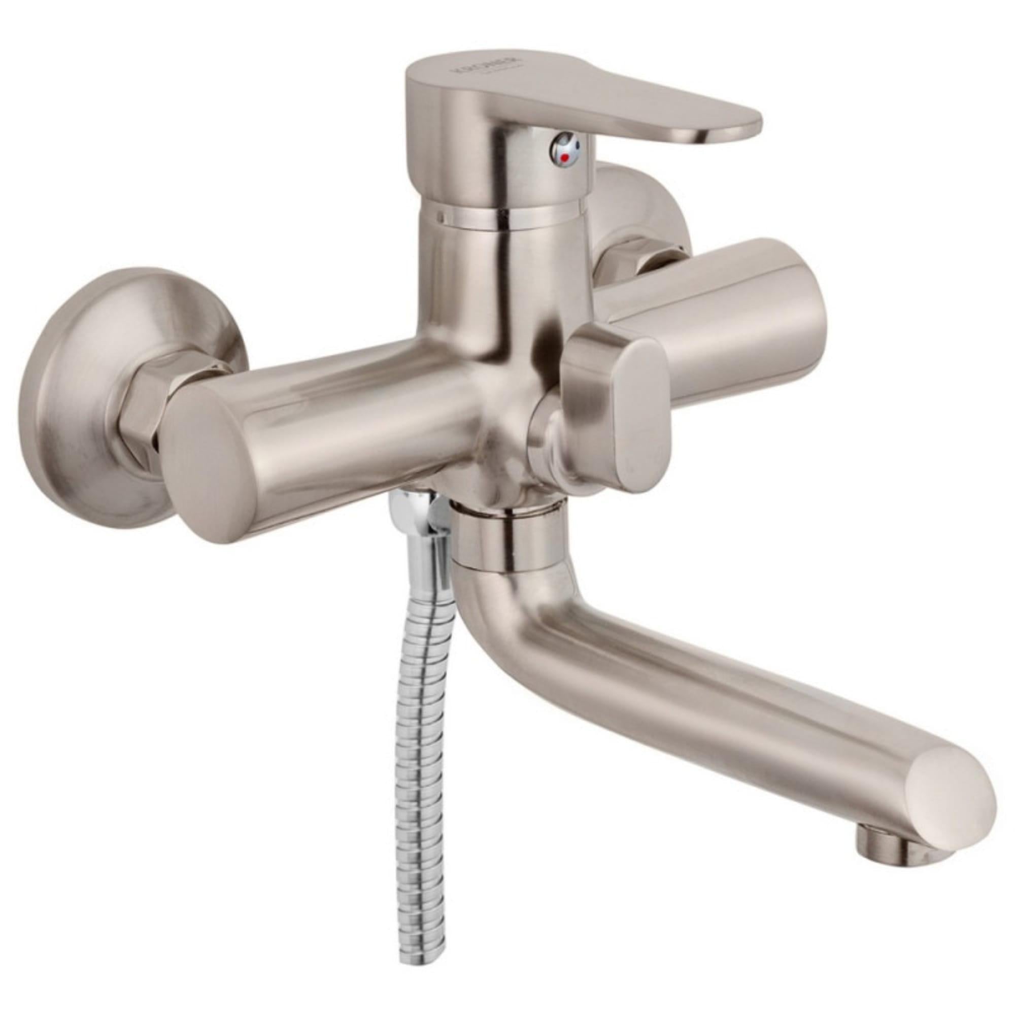 Смеситель для ванны Kroner KRM Elbe N060 однорычажный с ручной лейкой Никель (CV016438)