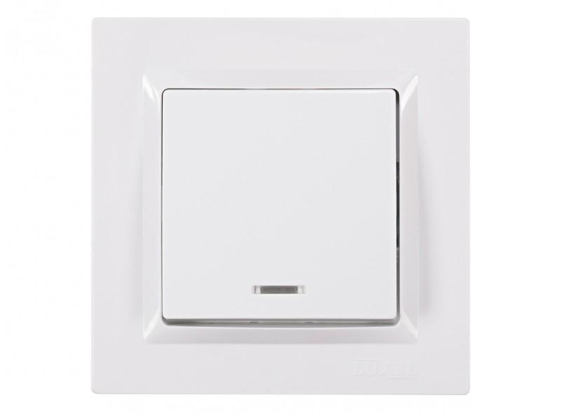 Вимикач одноклавішний Luxel JAZZ 9005 з підсвідкою Білий (27550125)