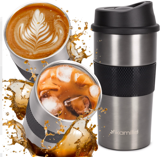 Термокружка Kamille з TPR-вставкою з нержавіючої сталі 480 мл Графітовий (2150А) - фото 8