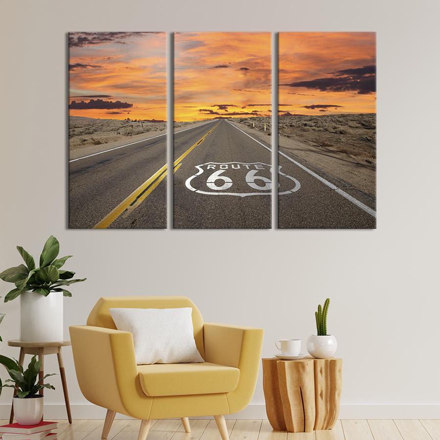 Модульная картина триптих Пустынная дорога 66 156x100 см (503-31) Модульная картина триптих Пустынная дорога 66 156x100 см (503-31)