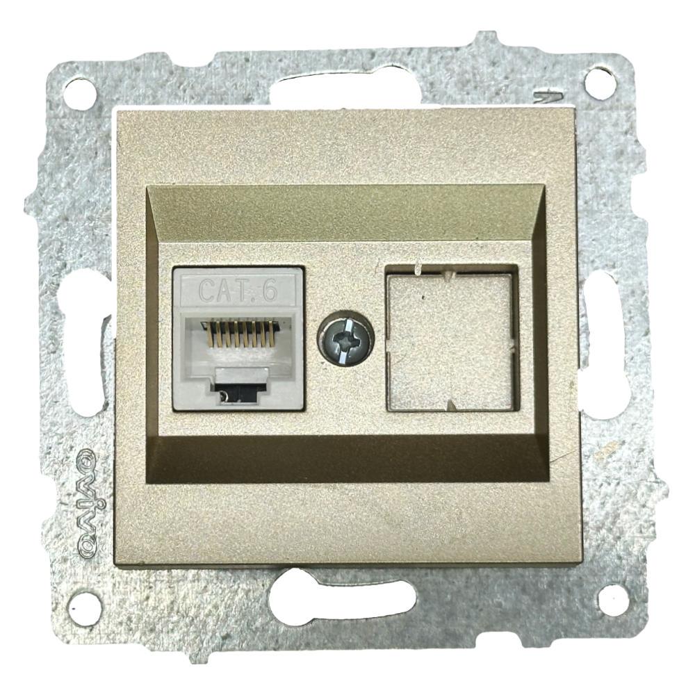 Розетка одинарна комп'ютерна RJ-45 Ovivo Grano Титановий (00000007726)