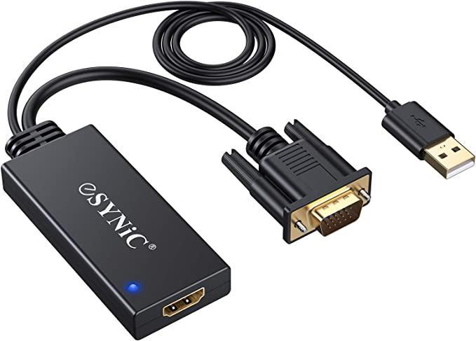 Преобразователь eSynic VGA в HDMI позолоченный аудиосигнал 1080P (X000U8GPRH)