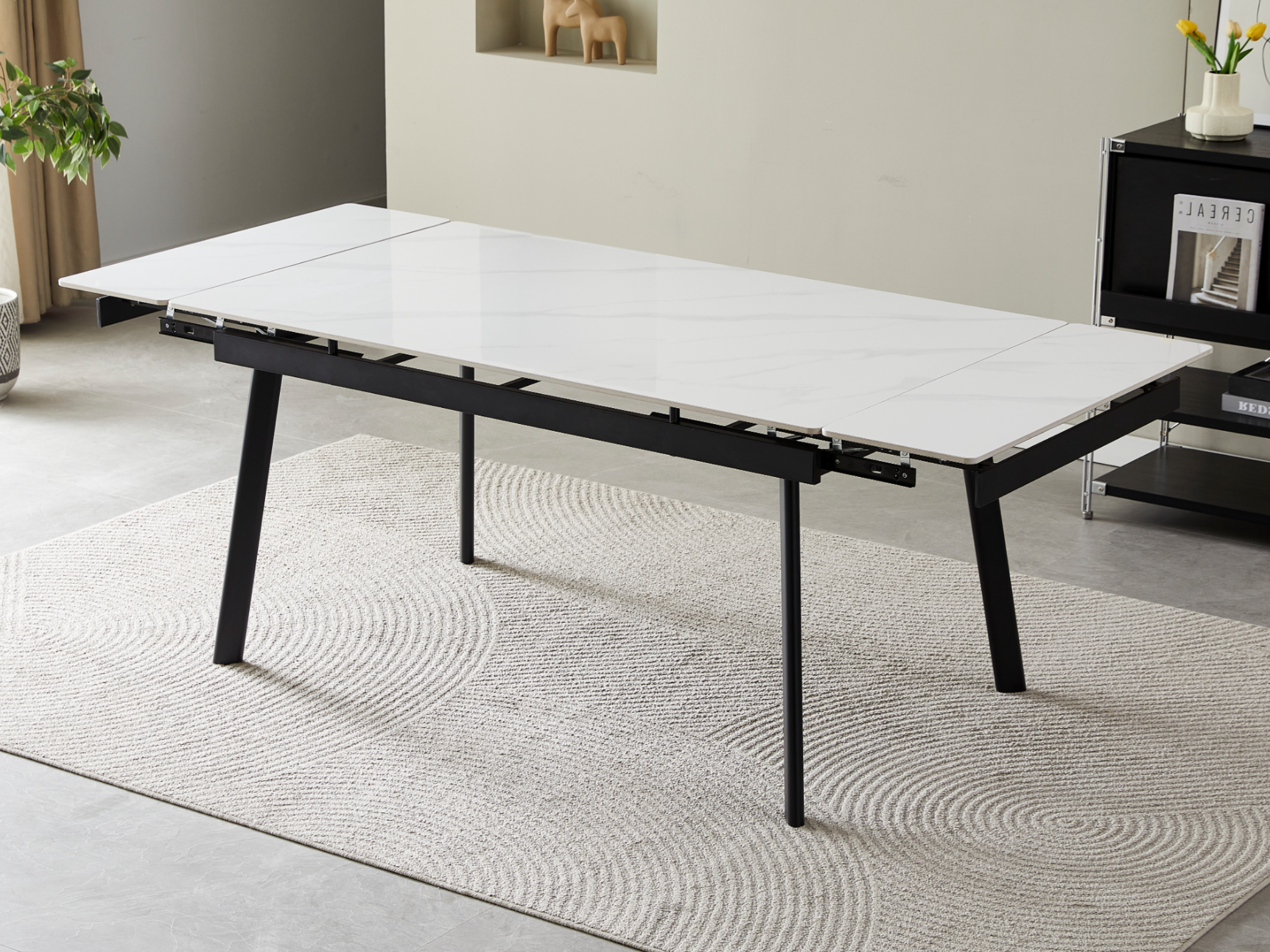 Стіл обідній розсувний Vetro Mebel 1500- 2100x900x760 мм Білий мармур/Чорний (TМ-98) - фото 6 Стіл обідній розсувний Vetro Mebel 1500- 2100x900x760 мм Білий мармур/Чорний (TМ-98) - фото 6