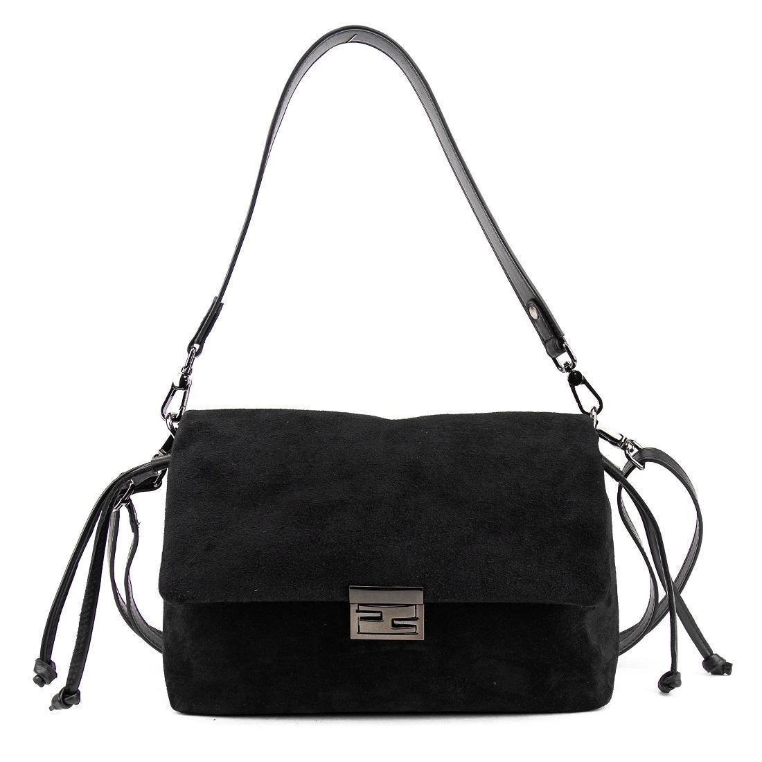 Замшевая женская сумка Tavinchi CH-8585A-Y с затяжками Черный (2816295292) - фото 3