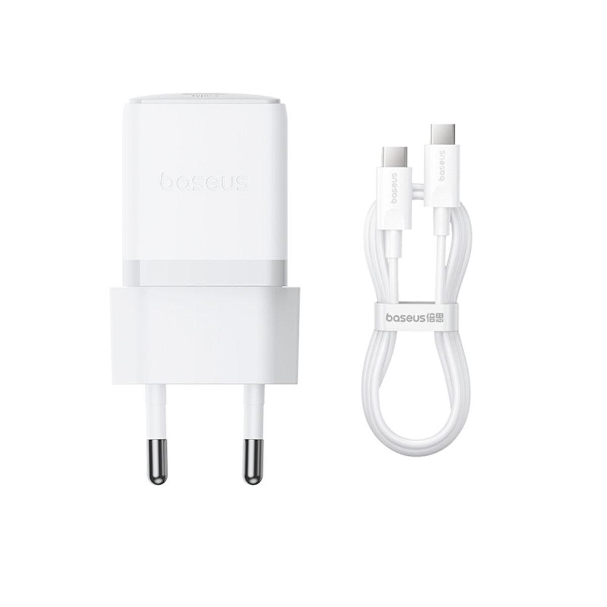 Зарядний пристрій BASEUS Palm Fast Charger 1xType-C 30W EU with Type-C to Type-C cable White (P10111605213-01)