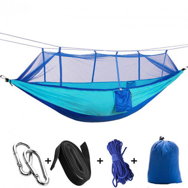 Туристичний гамак UKC Hammock Net з москітною сіткою тканинний Синій (22d48167) - фото 2