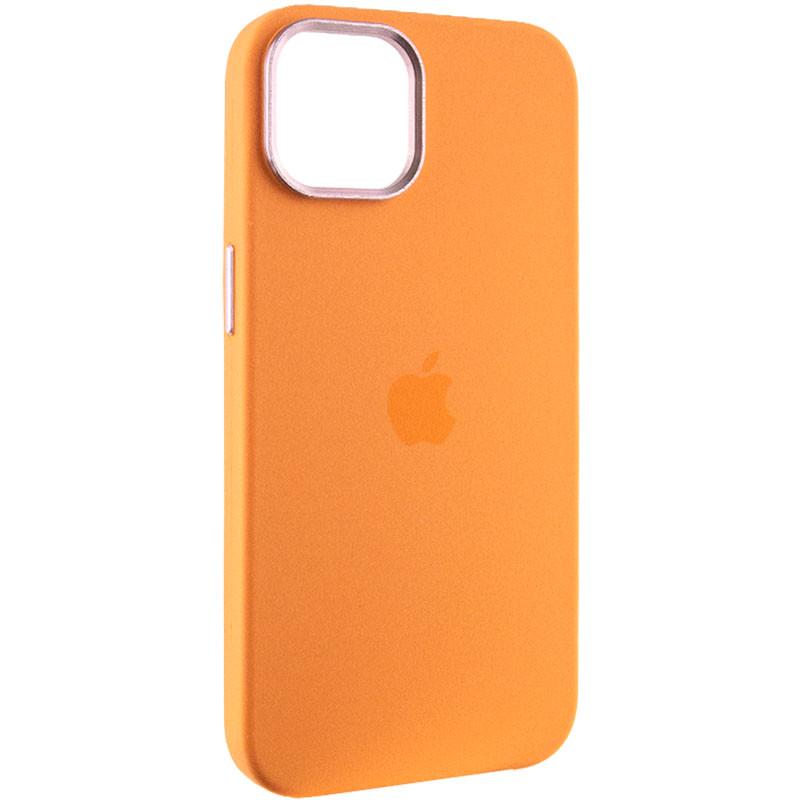 Противоударный чехол Silicone Case Metal Buttons (AA) для Apple iPhone 14 (6.1") Оранжевый / Marigold - фото 1