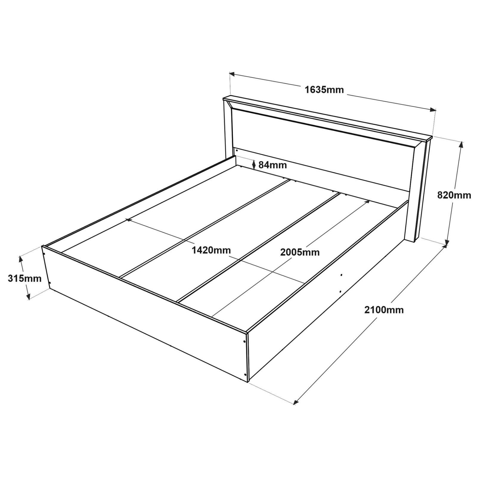 Кровать двуспальная Everest Нордик 1400 каркас щит ДСП Дуб крафт золотой/Белый (11463) - фото 2