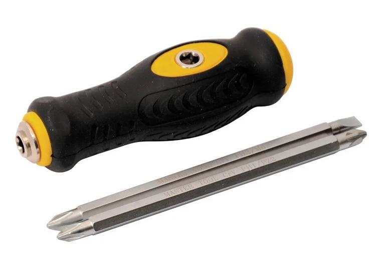 Отвёртка Mastertool с Т-образной ручкой насадка 130 мм PH1-PZ2/PH2-SL6 Черный/Желтый (40-0140)