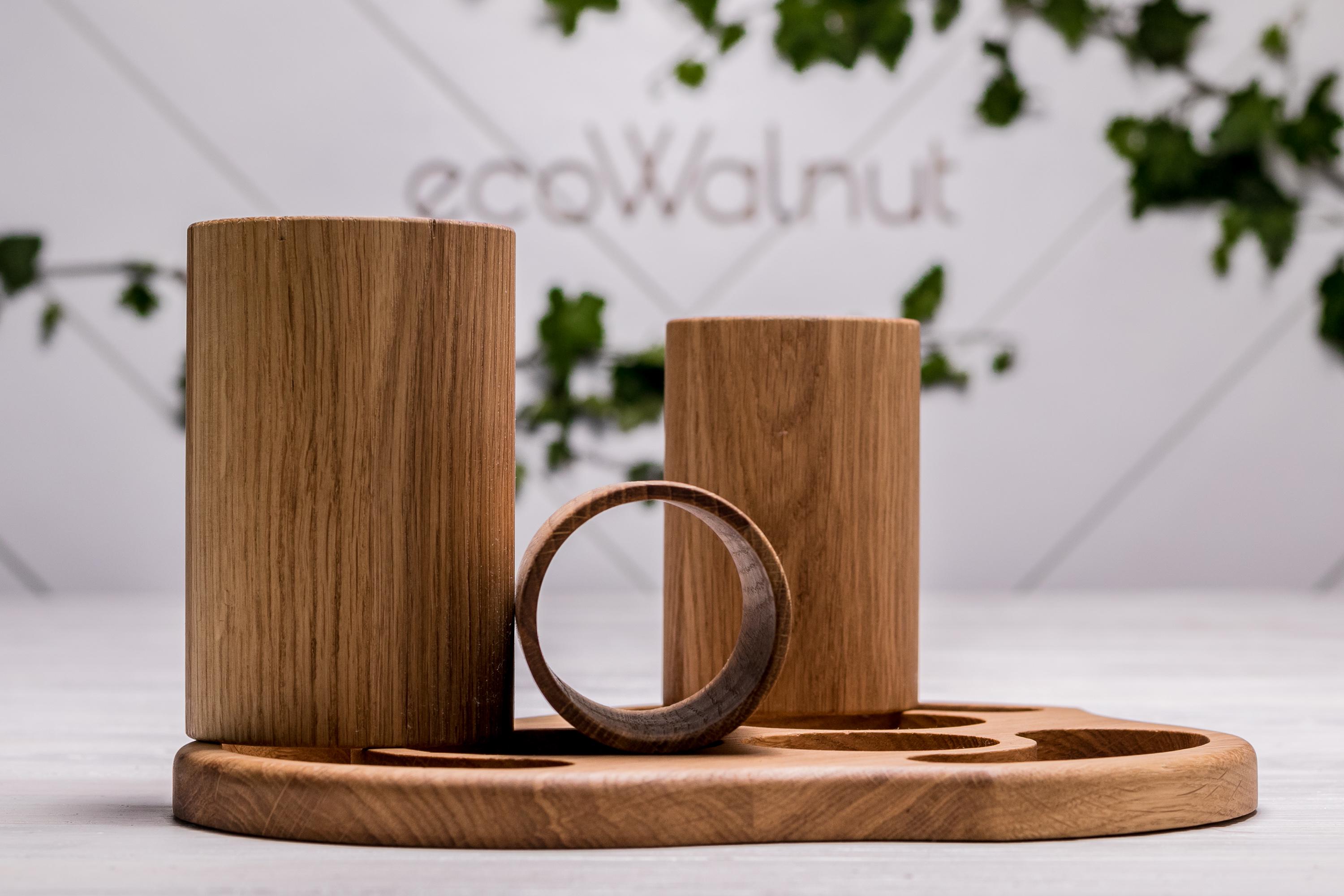 Органайзер з логотипом на подарунок EcoWalnut Вулкан настільний з деревини дуба (LO-2.2) - фото 6