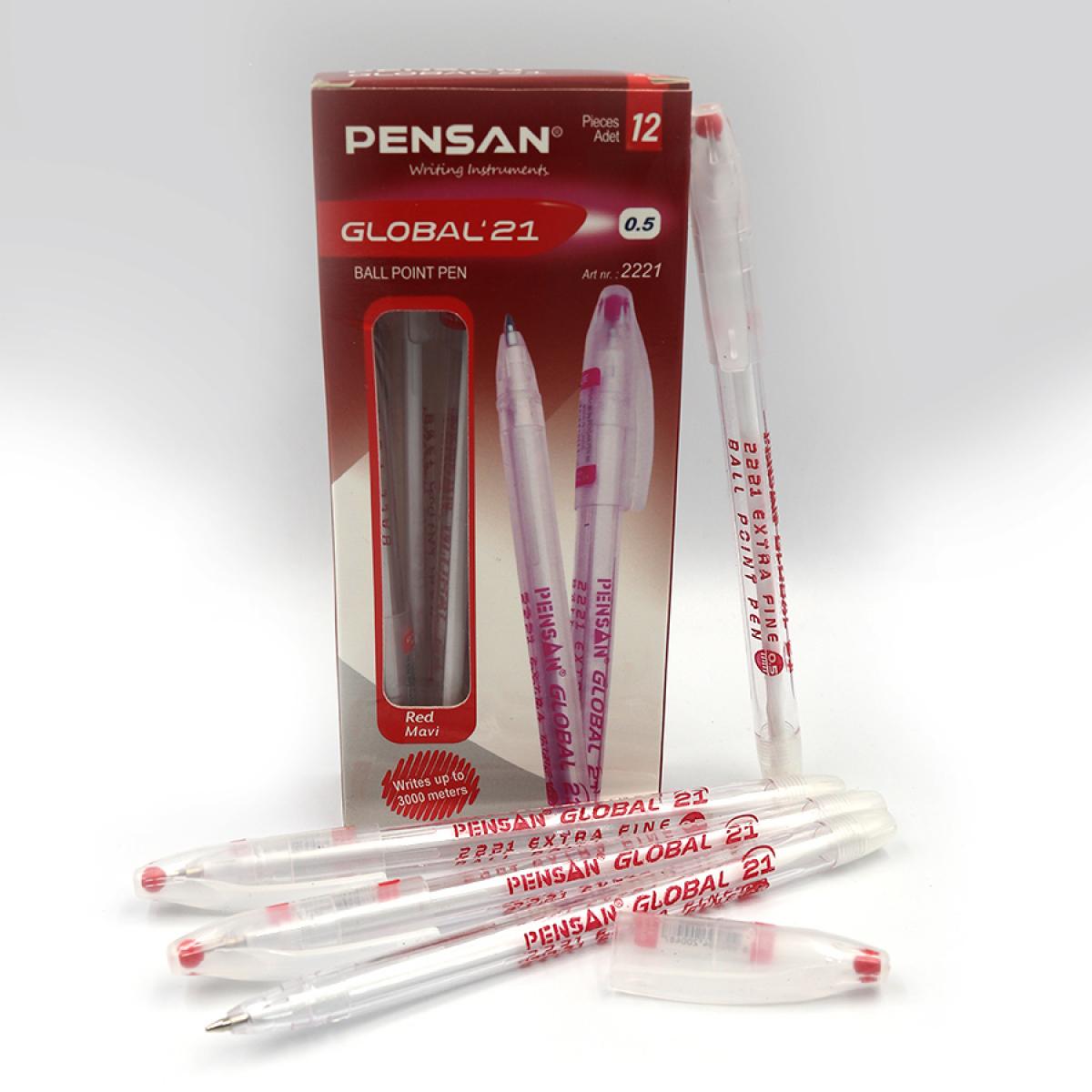 Ручка масляна Global Pensan 12 шт. в уп. Червоний (MTT-163827)
