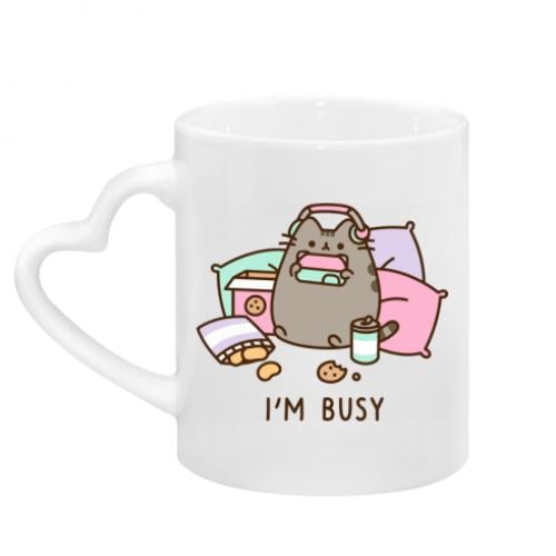 Чашка керамическая с ручкой в ​​виде сердца Pusheen I'm Busy 320 мл Белый (13422456-1-184714)