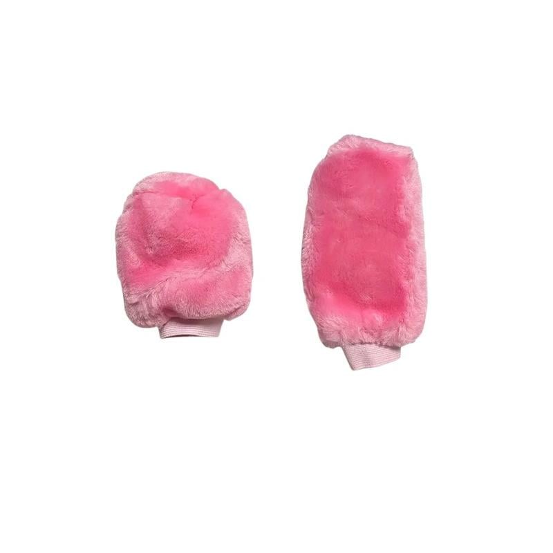 Чехлы на КПП плюшевые 2в1 на коробку передач и ручной тормоз Розовый (2466944295)