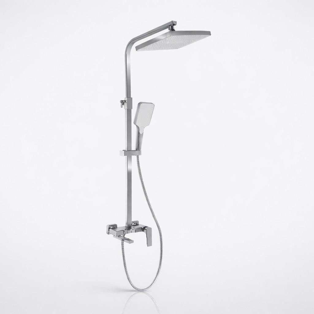 Душевая система Qtap Crow Chrome 3в1 с выливом на три потребителя верхний и ручной душ
