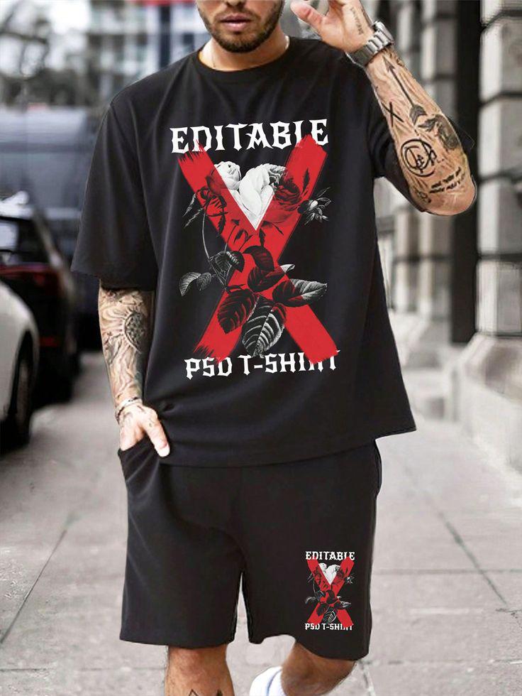 Комплект футболка та шорти ДТФ 53-122 XL Чорний (24877)