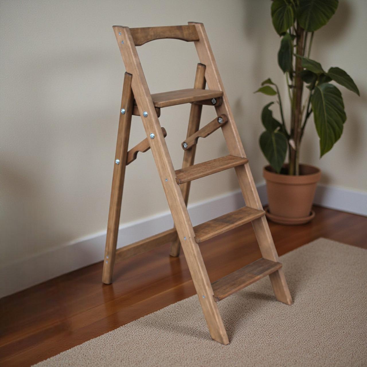 Стремянка-лестница деревянная Студія Дерева Вільха ЧМ бытовая 4 ступеньки Палисандр (31002898)