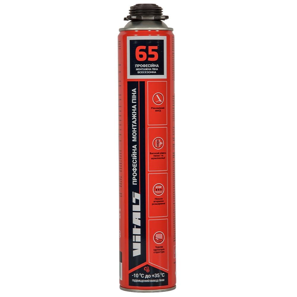 Пена монтажная под пистолет Vitals Fix 65 л 870 мл (000224431) Пена монтажная под пистолет Vitals Fix 65 л 870 мл (000224431)