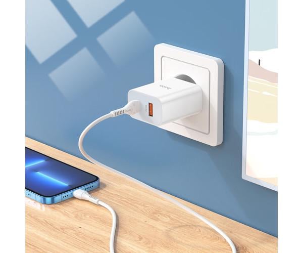 Пристрій зарядний мережевий Hoco C97A QC3.0 PD20W 3A з кабелем Type-C/Type-C White - фото 3 Пристрій зарядний мережевий Hoco C97A QC3.0 PD20W 3A з кабелем Type-C/Type-C White - фото 3