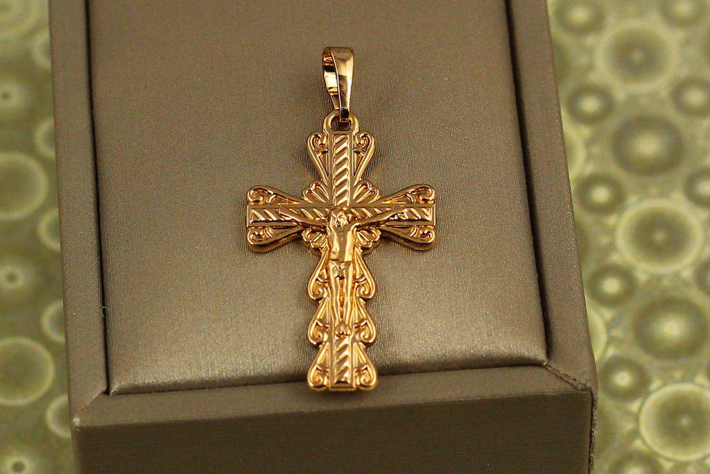 Крестик Xuping Jewelry края треугольники 3 см Золотистый (29256680)