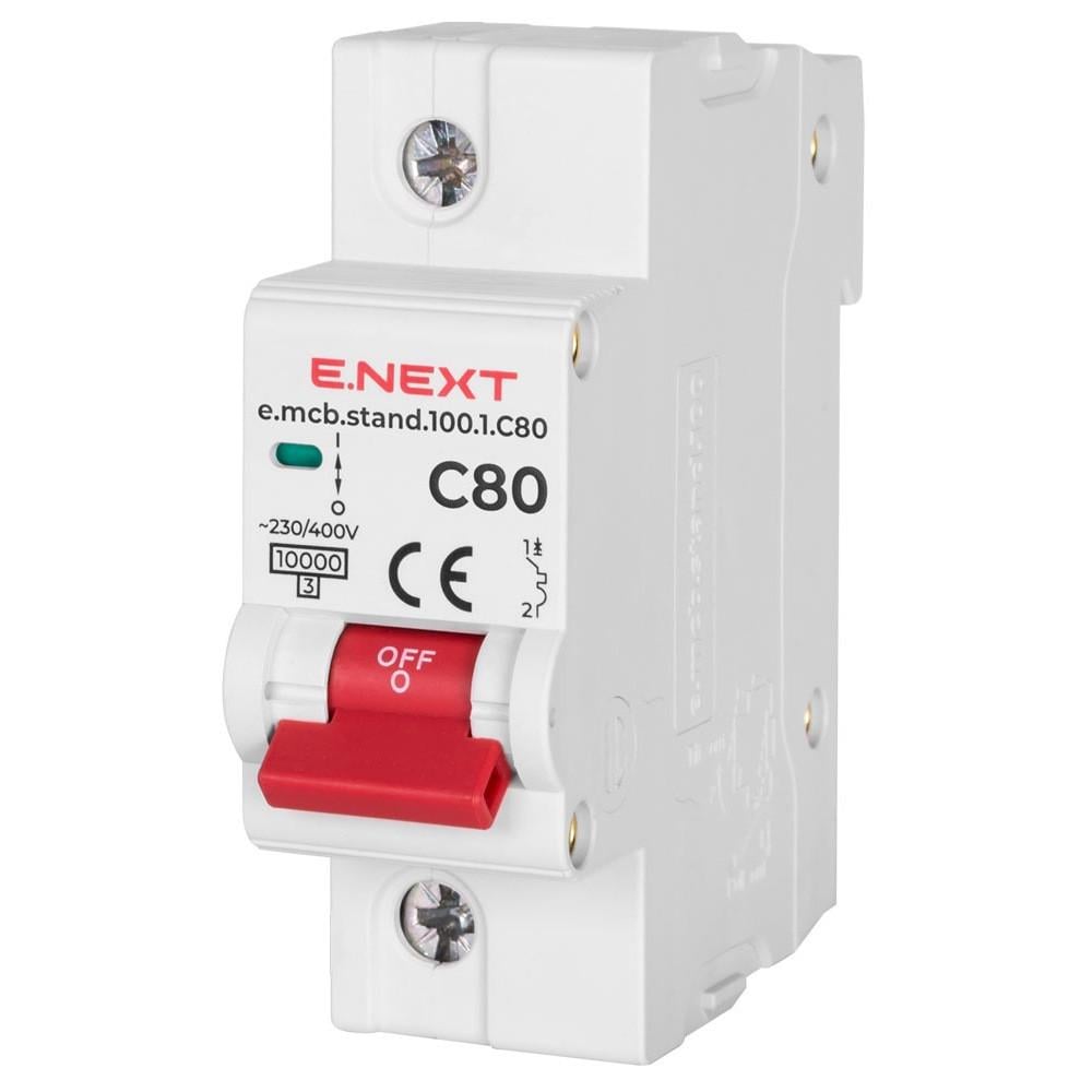 Автоматичний вимикач E.NEXT модульнй e.mcb.stand.100.1.C80 1 полюс 80А тип C 10 кА s002205 (54517)