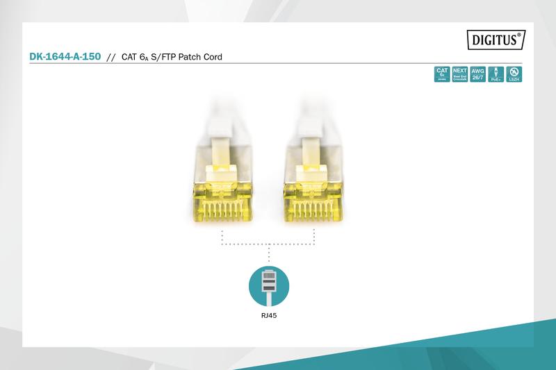 Патч-корд Digitus Cat 6a S-FTP AWG 26/7 15 м Серый (ERC-DK-1644-A-150) - фото 3